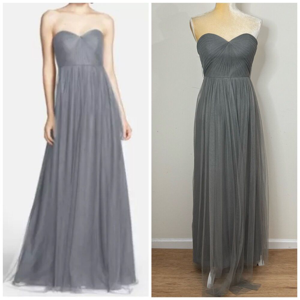 JENNY YOO Annabelle Convertible Tulle Maxi Gown Size 2 Gray